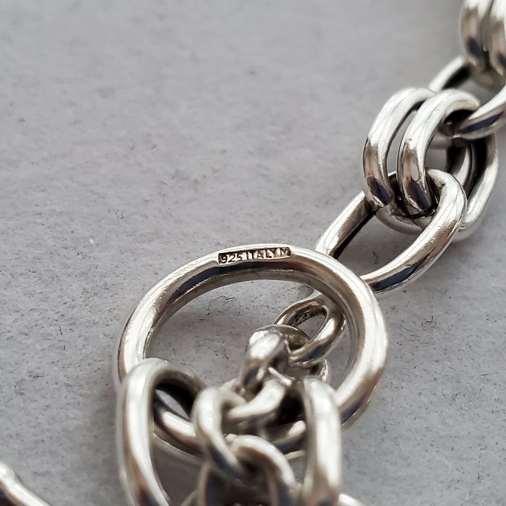 Sterling Double Link Bracelet ITALY - Picture 4 of 16